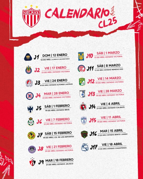 Necaxa da a conocer su calendario en el Clausura 2025 El